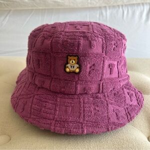 Teddy Fresh Raspberry Pink Terry Cloth Jacquard 100% Cotton Bucket Hat O/S